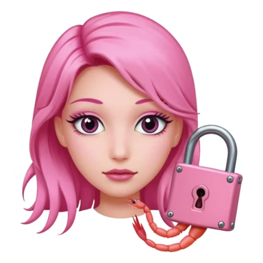 A pink rubber maid sissy MTF holding a lock and a shrimp sticker