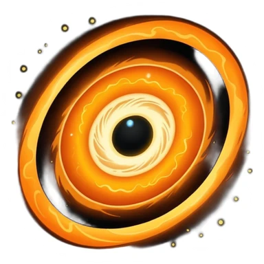 a realistic black hole with an orange accretion disk. sticker