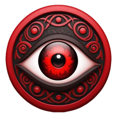 

---

The Mangekyō Sharingan is a deep, glowing crimson eye where the original tomoe disappear and are replaced by a complex black pattern.  sticker