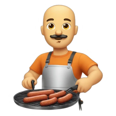 Moustache man grilling sausages sticker