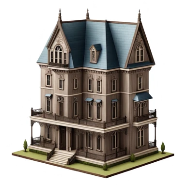 New Orleans southern gothic mansion, isometric dollhouse-style, realistic sticker