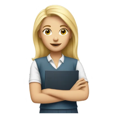 blonde teacher helping child sticker