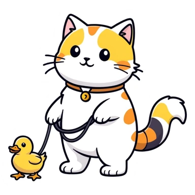 cat and duck walking each other sticker