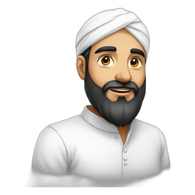 Indian Hyderabadi Muslim men with black beard and namaz white cap and wearing Pathani suit sticker