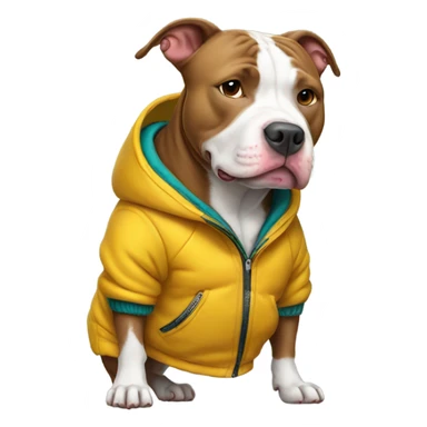 Pitbull with winter jacket  sticker
