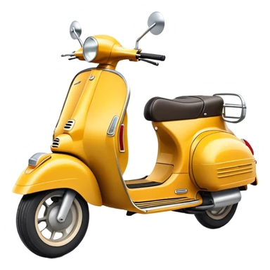 Cinematic Realistic Vespa Scooter Emoji, depicted as a stylish vintage Vespa with sleek retro design and vibrant colors, rendered with crisp textures and dynamic sunlit lighting that captures its iconic Italian charm. sticker