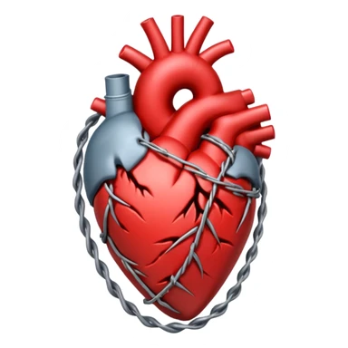 anatomical heart wrapped in barbed wire sticker