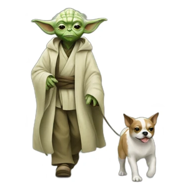 Yoda walking a dog sticker