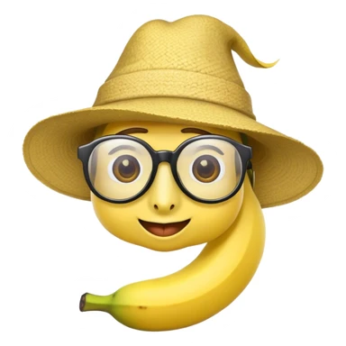 An image of an banana wearing hat and aviar glasses sticker