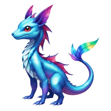 Rainbow Scaley Exotic Salandit-Aurorus-Glaceon-Suicune-Fakémon-hybrid-creature (full body) sticker