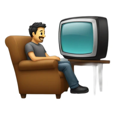 hombre en el sillon mirando tele sticker