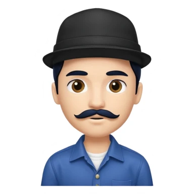 generate a fair pretty bratz boy wearing a dark blue cap and  button up shirt. Handsome

Mustache- black

hair black long sticker