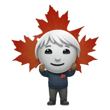 emoji face holding red maple canada leaf sticker