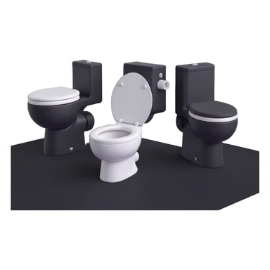 cluster of compact toilets with minimal design in 3D emoji style sticker