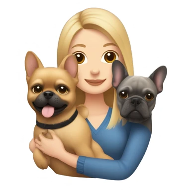 Honey blonde woman hugging a pomeranian and a dark gray french bulldog sticker