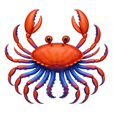 a red crab with two claws and a blue octopus are friends sticker