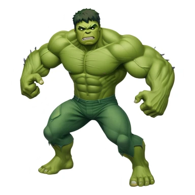 Hulk fighting, strong green muscular superhero in action pose sticker