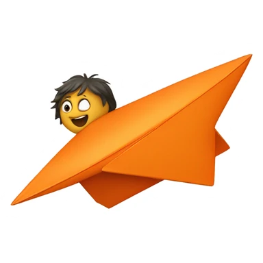 children fly on an orange paper airplane sticker