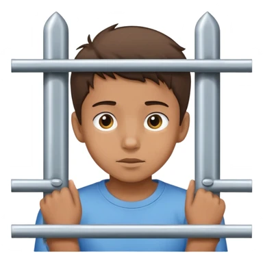 boy looking through the bars of a gate sticker