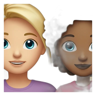 mom and daughter blue eyes, mom brown hair, dauter blond sticker