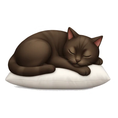 Dark brown cat sleeping in a white pillow sticker