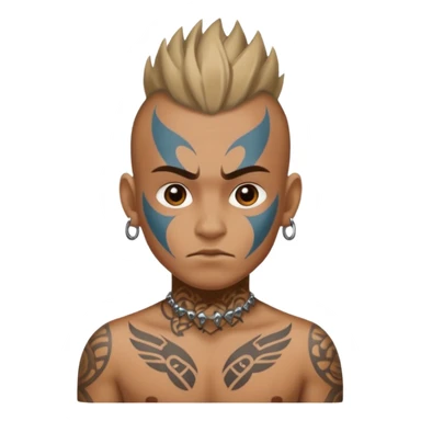 tattooed face with mohawk hair sticker
