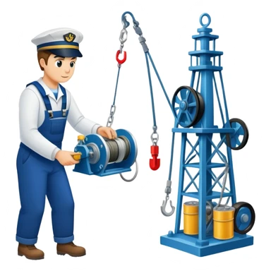 Sequential process of sailor operating winch, retrieving sediment core, and scientists examining ocean floor samples in lab sticker