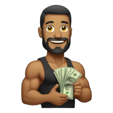bodybuilder with money sticker