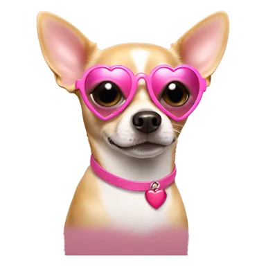 chihuahua wearing pink heart sunglasses sticker