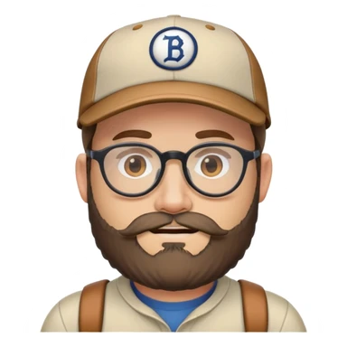 adventurer with beard, glasses and backwards baseball cap sticker