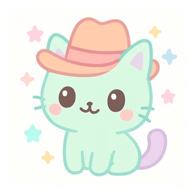 cat wearing a cowboy hat sticker