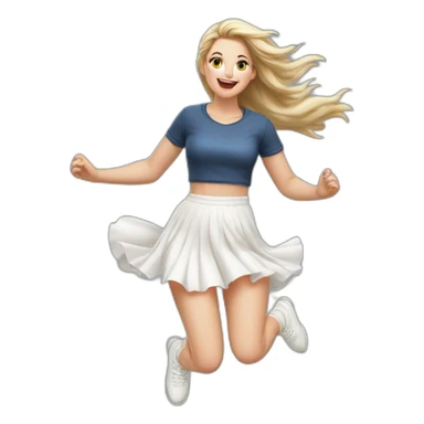 hyperrealistic-full-body-caucasian-curvy-beauty-jumping-small white-skirt-back-and-front-views-strong-wind-knickers white socks sticker