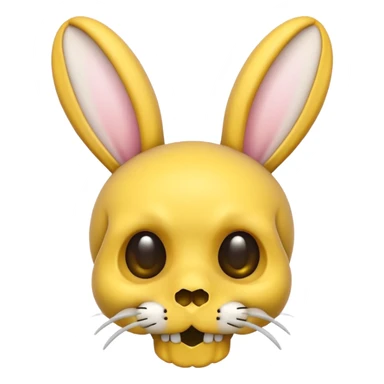 skull and bones yellow with rabbits ears kawai sticker