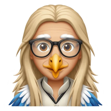 long hair stork with glasses  sticker