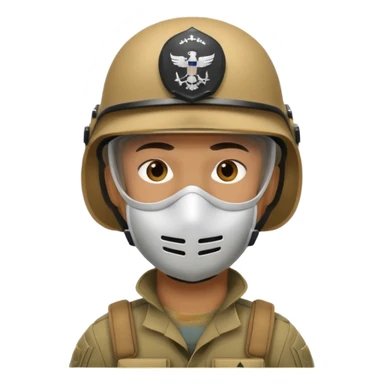 soldier with helmet and wearing mask sticker