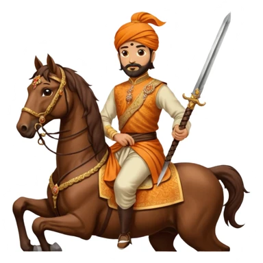 Make a emoji of Chatrapati Shivaji Maharaj in hand must have sward and horse sticker