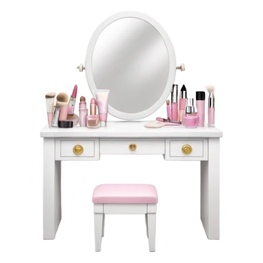 White Makeup vanity with light pink makeup sticker