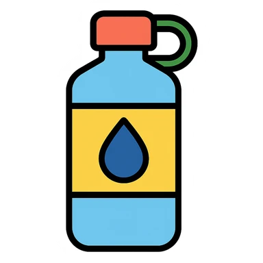 water bottle decoration icon with black outlines in colorful style sticker