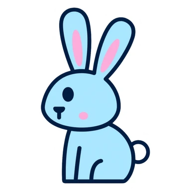 blue minimalist easter bunny, simple clean lines sticker