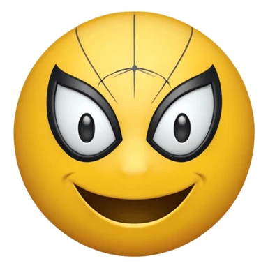 create a yellow emoji of spiderman. style old emoji sticker