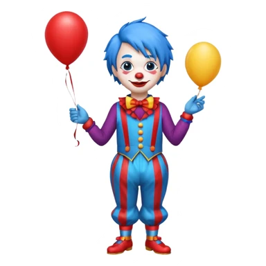 circus clown blue hair with balloon ffullbody sticker