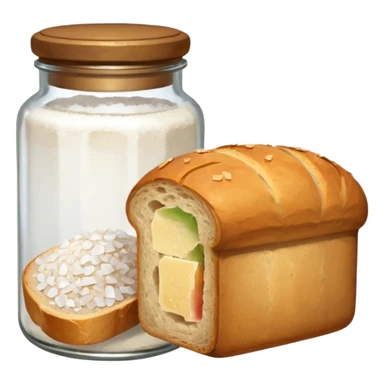 a one victorian bottle of salt and a loaf of bread sticker