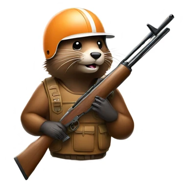 Beaver in football pads with hunting rifle sticker