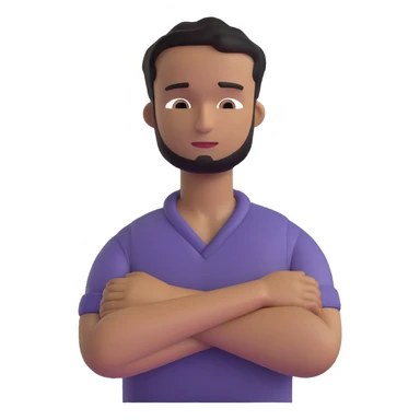 man with his hands on his neck and his arms crossed sticker