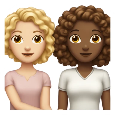 White girl with brown hair holding hands with white girl with brunette curly hair  sticker