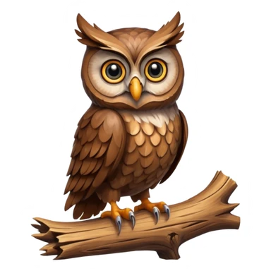 A majestic owl with wide eyes sitting silently on a stump. sticker