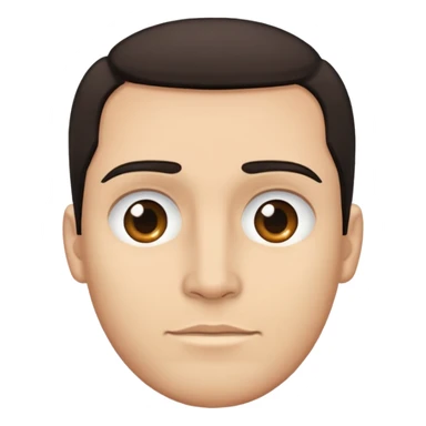 close-up of man face only with medium eyes, medium light skin tone, dark hair, no neck visible, just the face sticker