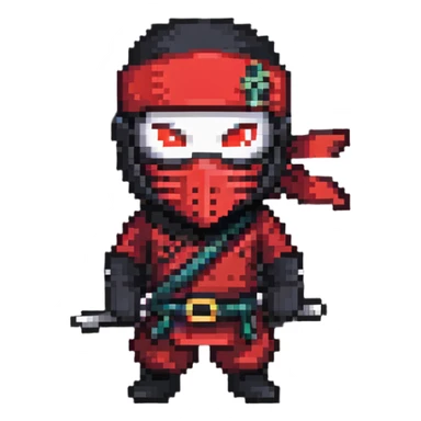 Masked ninja, red headband sticker