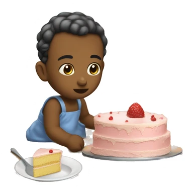 Bébé qui mange un gâteau sticker