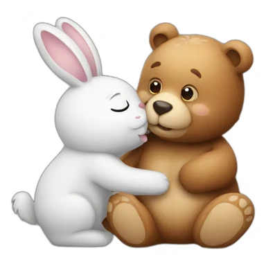 Bear and bunny kissing sticker
